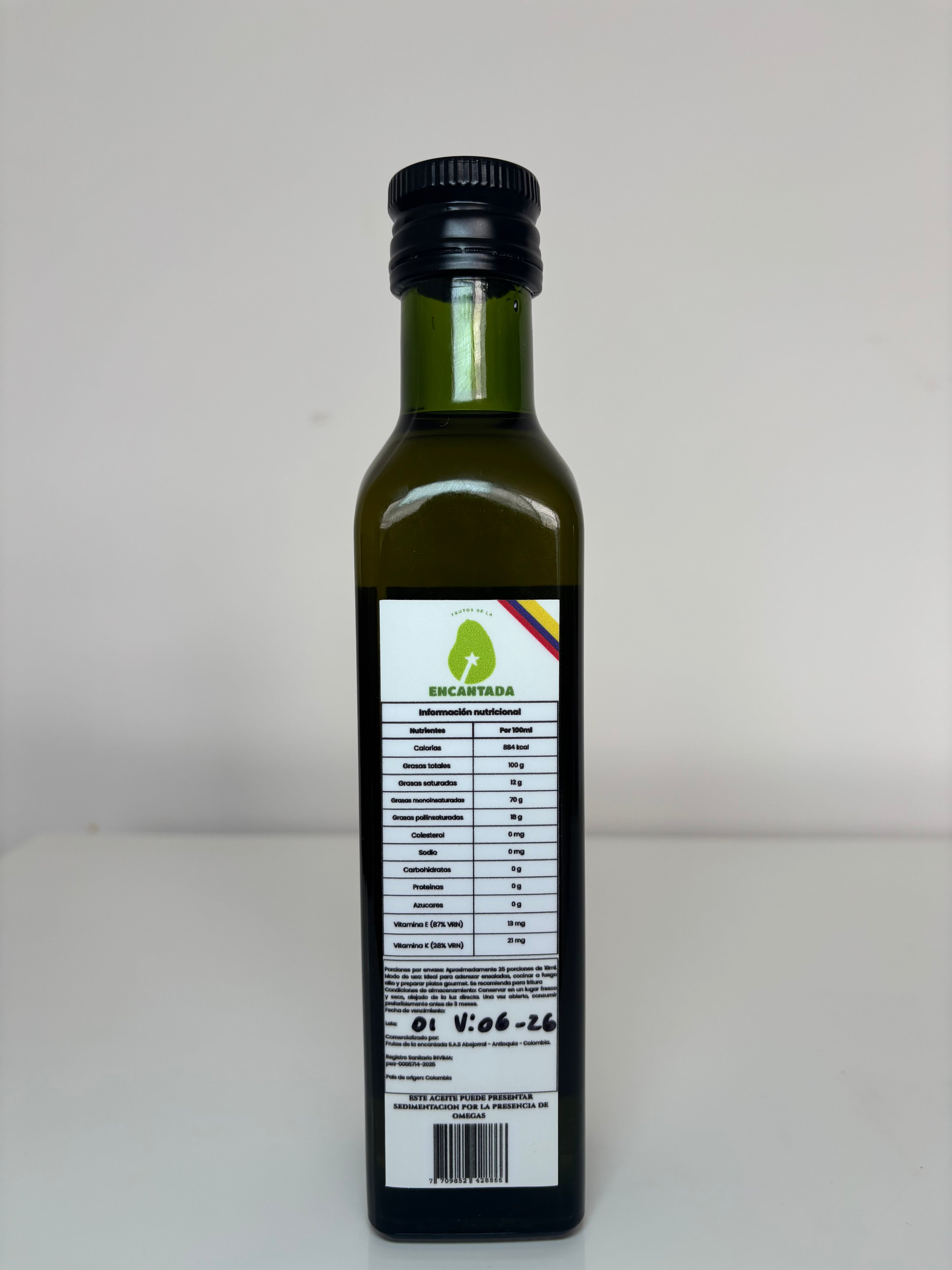 Aceite de Aguacate Refinado 250 ml | Frutos de la Encantada Colombia